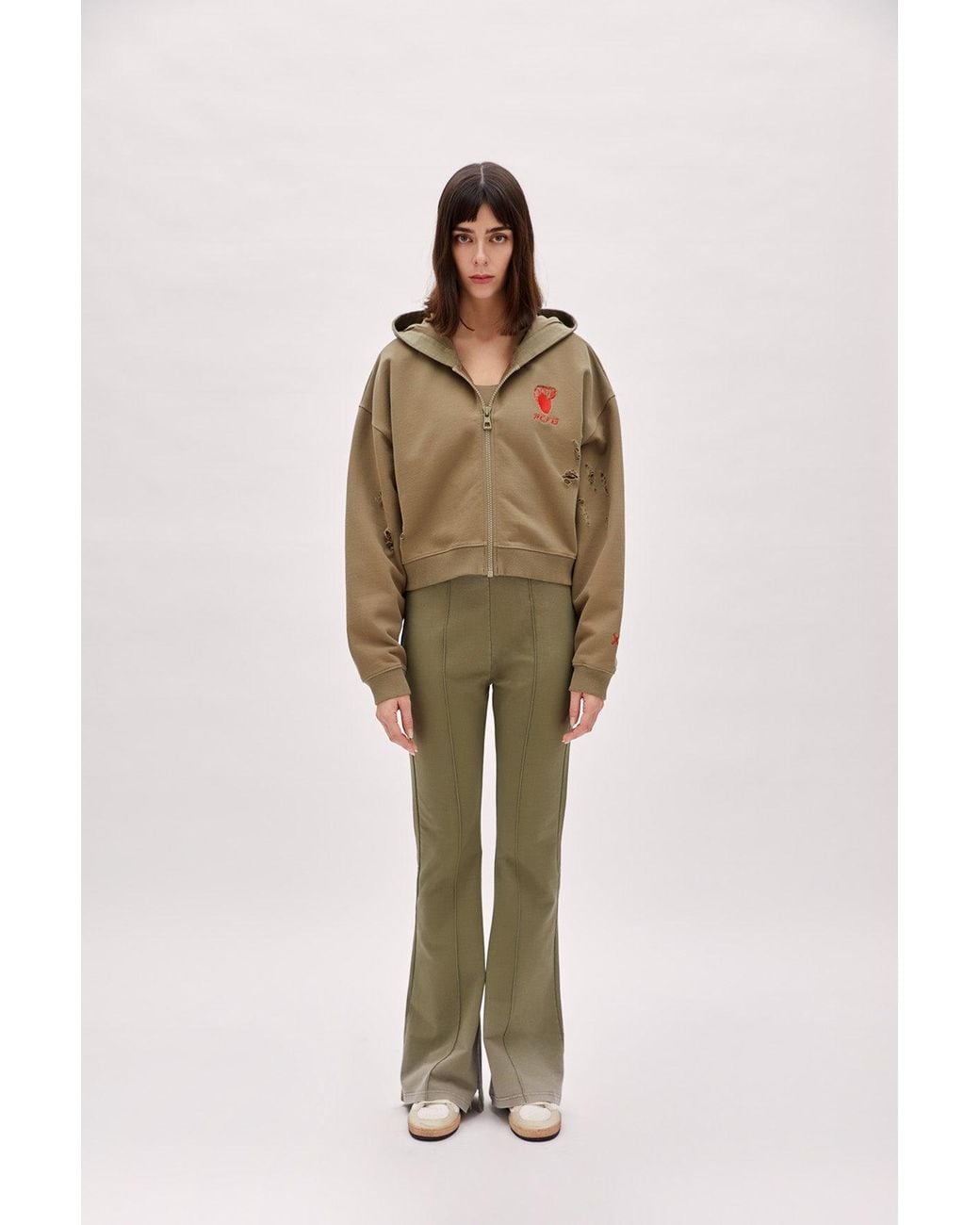Pcfg Natural Destroyed Zip Up Hoodie