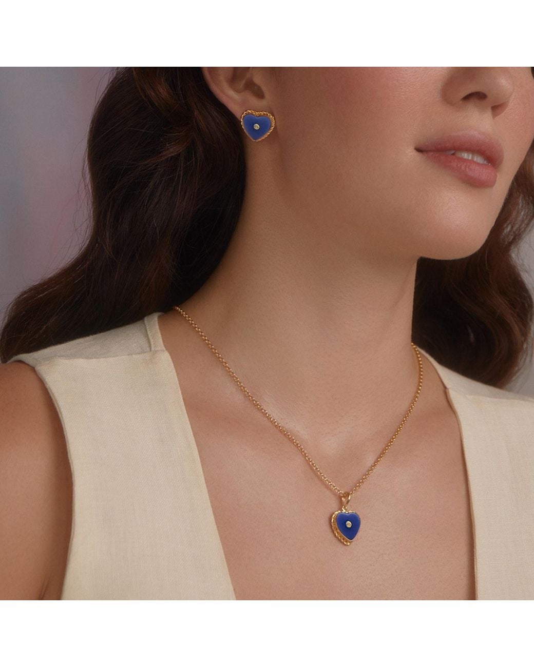 Vintouch Italy Metallic Lovelight-Plated Heart Necklace
