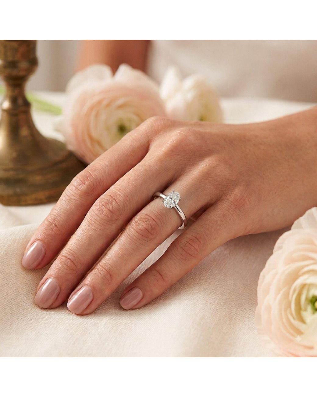 Artisan White 14K Oval Lab-Grown Diamond Solitaire Ring