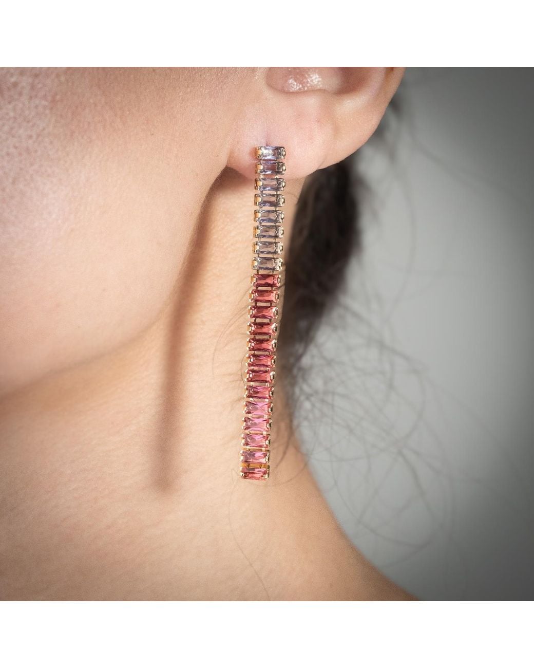 Rare Matters Jewelry Red Crystal Beam Earrings
