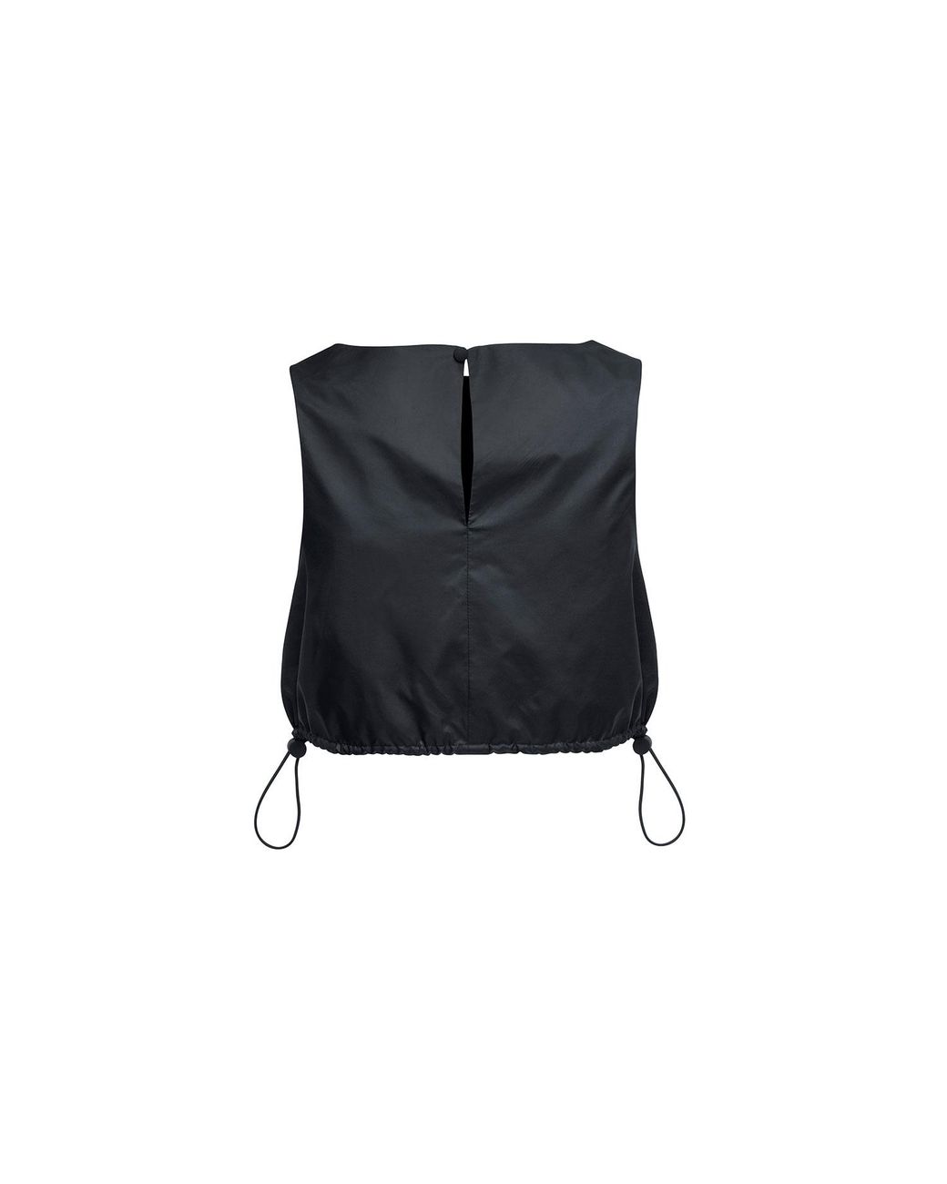 Audrey Vallens Black All-Gen Gathered Detail Crop Tank Top