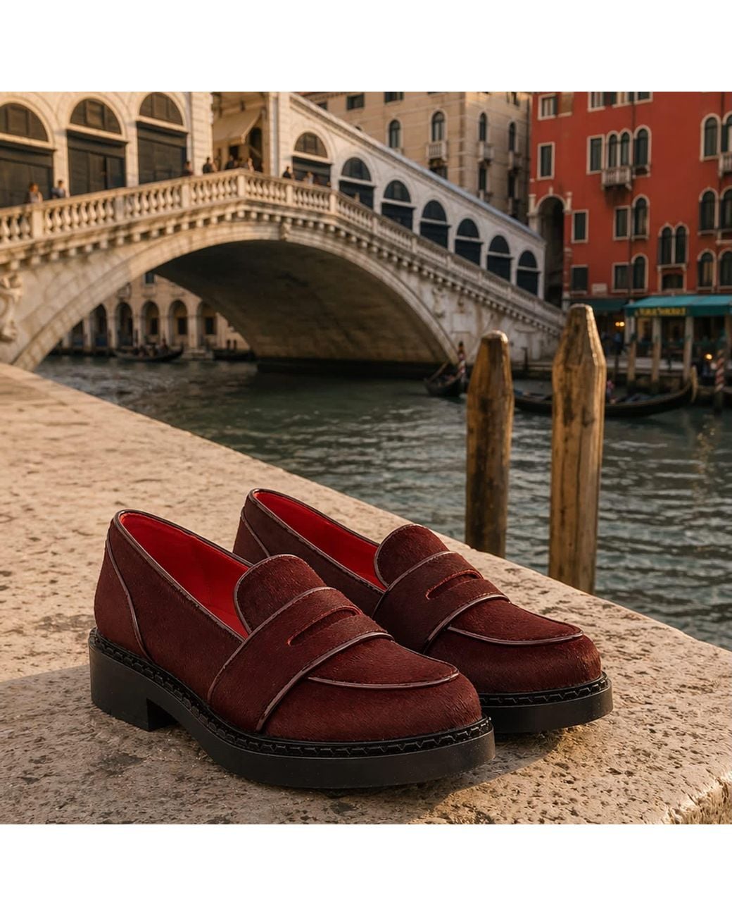 Rosamund Muir London Red Stratford Burgundy Calf Hair Loafers