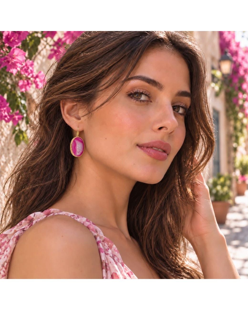 By Ozge Pink Radiant Energy Druzy Agate-Plated Drop Earrings