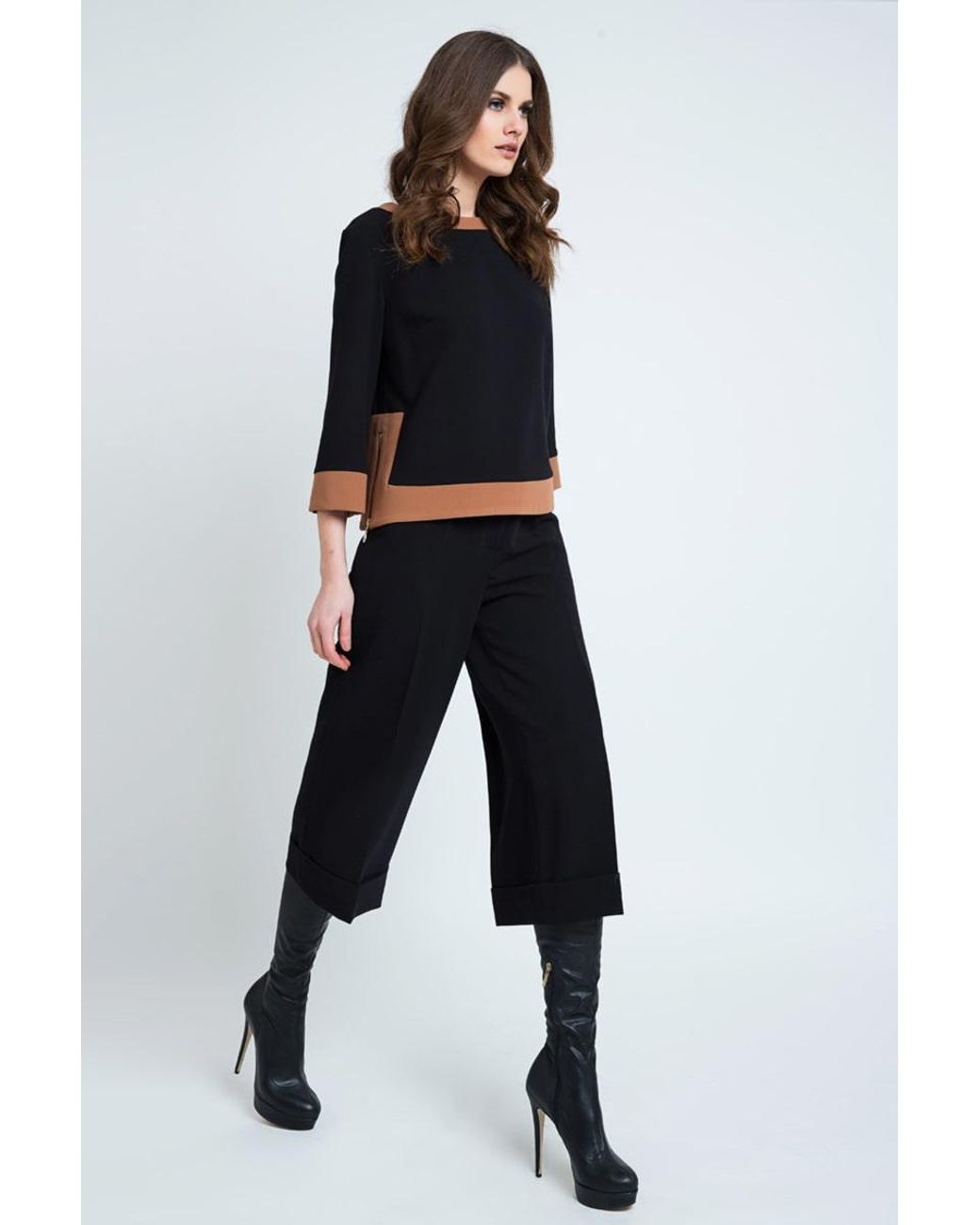 Conquista Blue Culottes With Turn Up