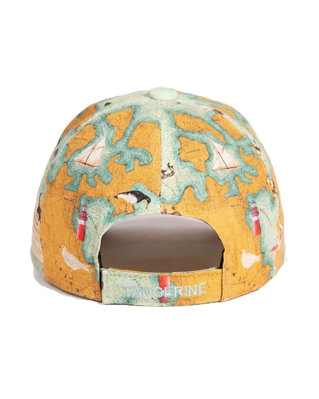 Maison Tangerine Green Linen Baseball Hat Coastal Map Print for men