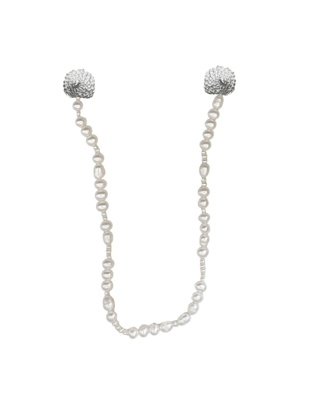 Raxada Metallic Cord Pearl Earrings