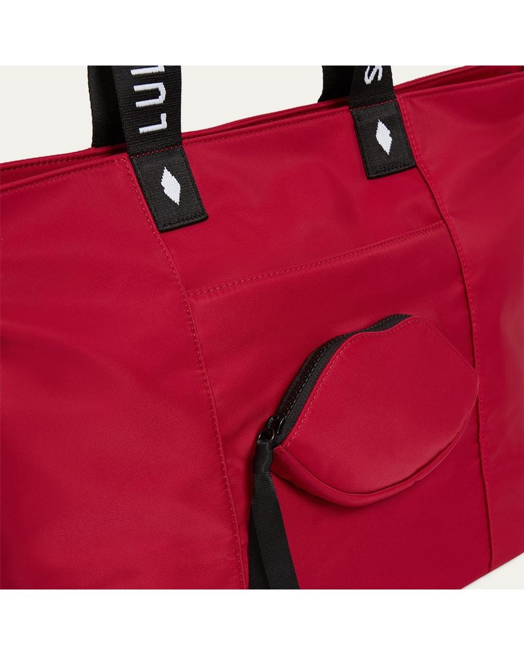 Lulu Guinness Red Lulu Nylon Macy Tote Bag