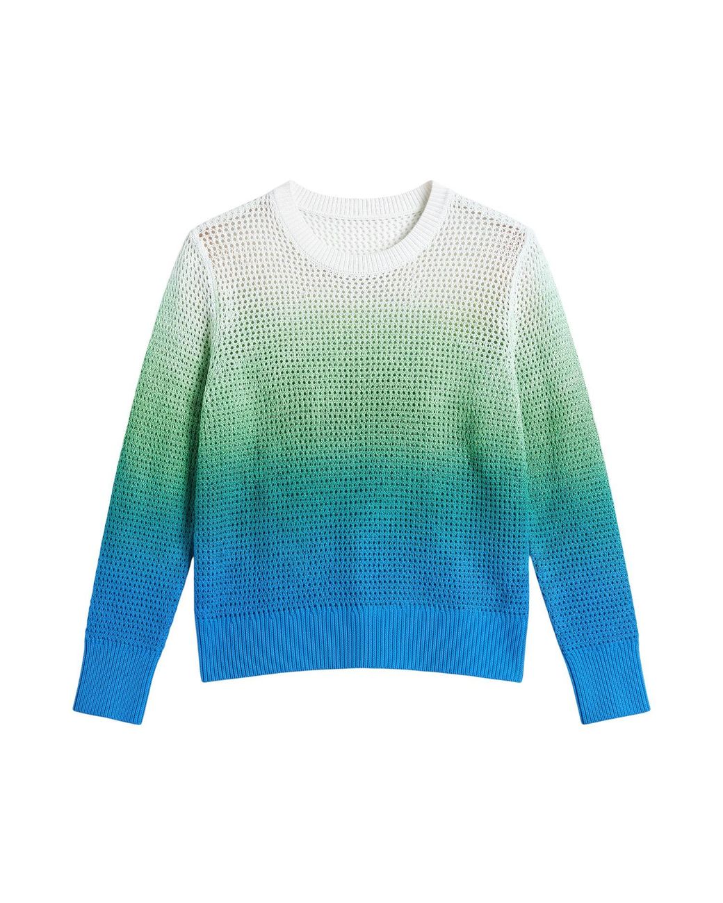 Brodie Cashmere Blue Mesh Dip Dye Crew