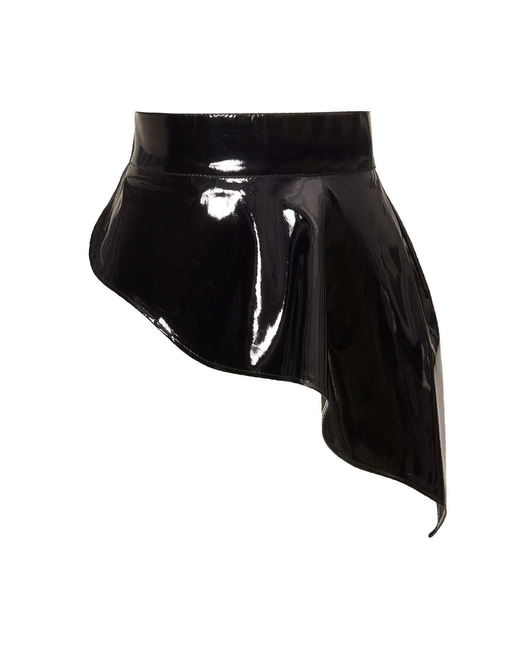 Julia Allert Black High-Waisted Multi-Layered Mini Skirt With Patent Belt Liliac