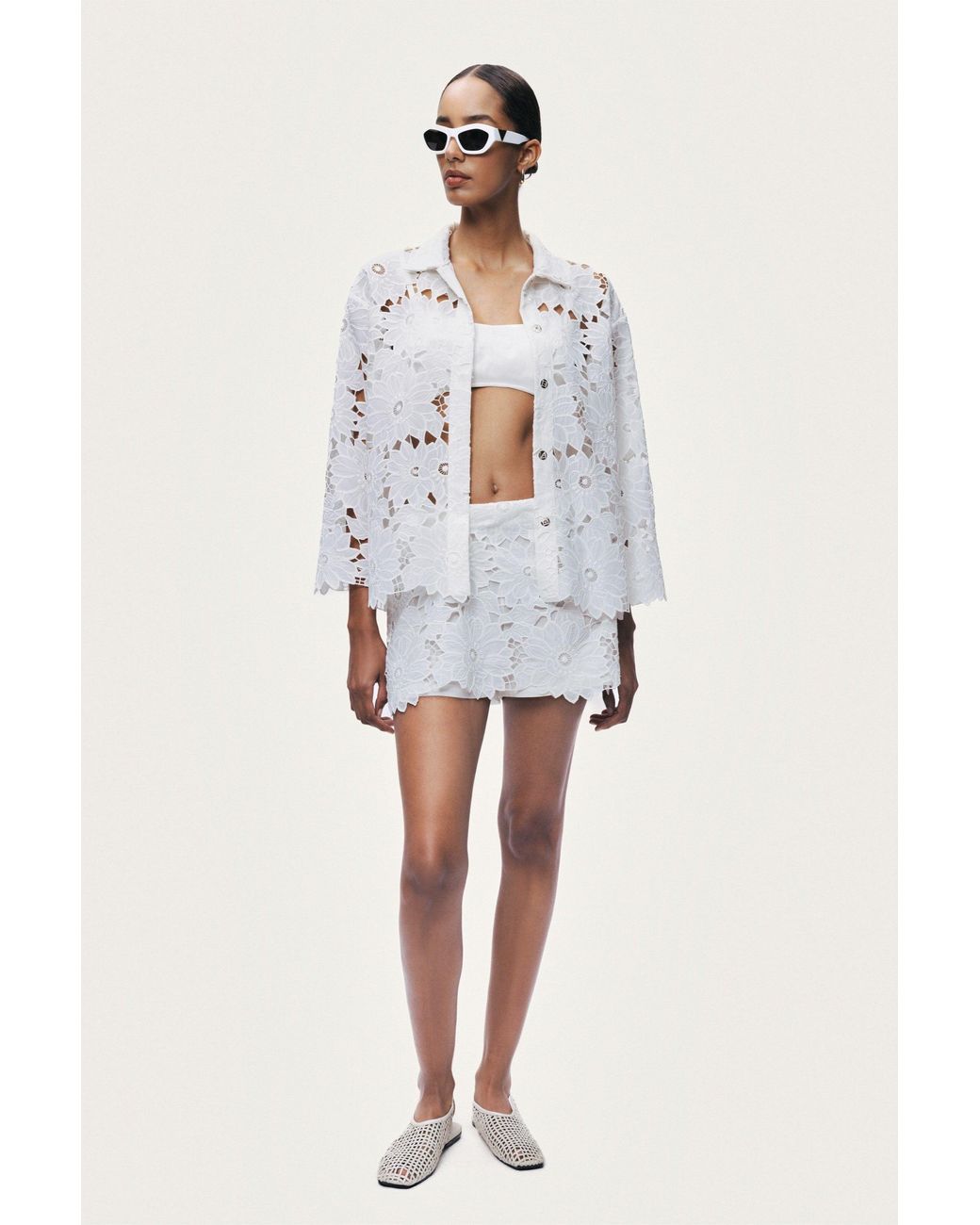 Nocturne Gray Neutrals Floral Broderie Jacket