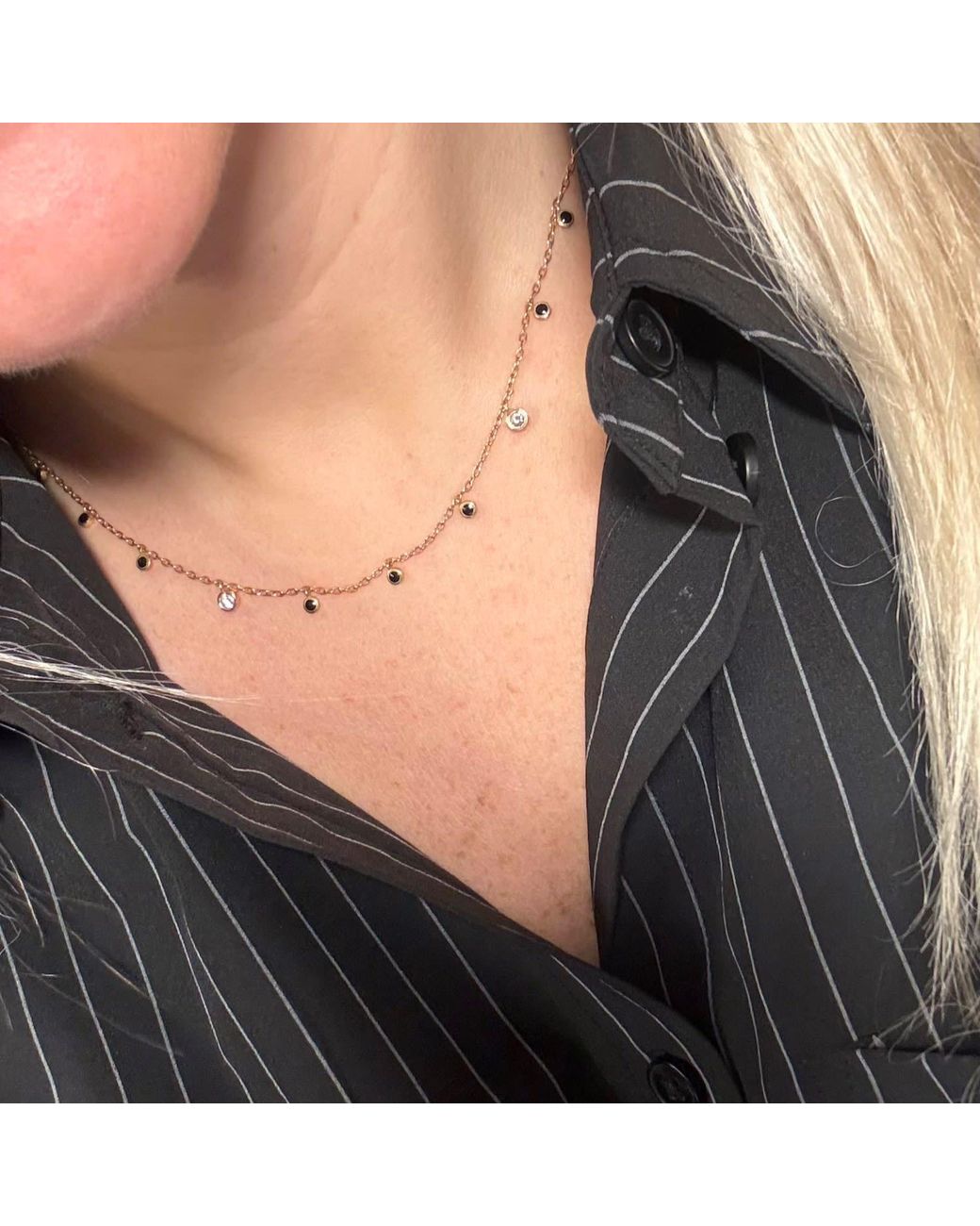 Ecce | Artisan Diamonds Metallic Solid Enamel Diamond Chain Necklace