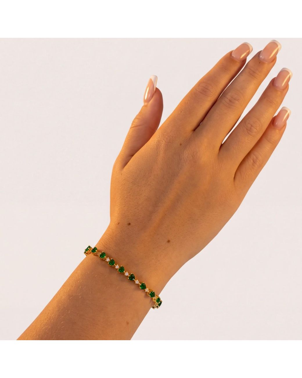Latelita London Green Asscher Cut Heart Tennis Bracelet Emerald
