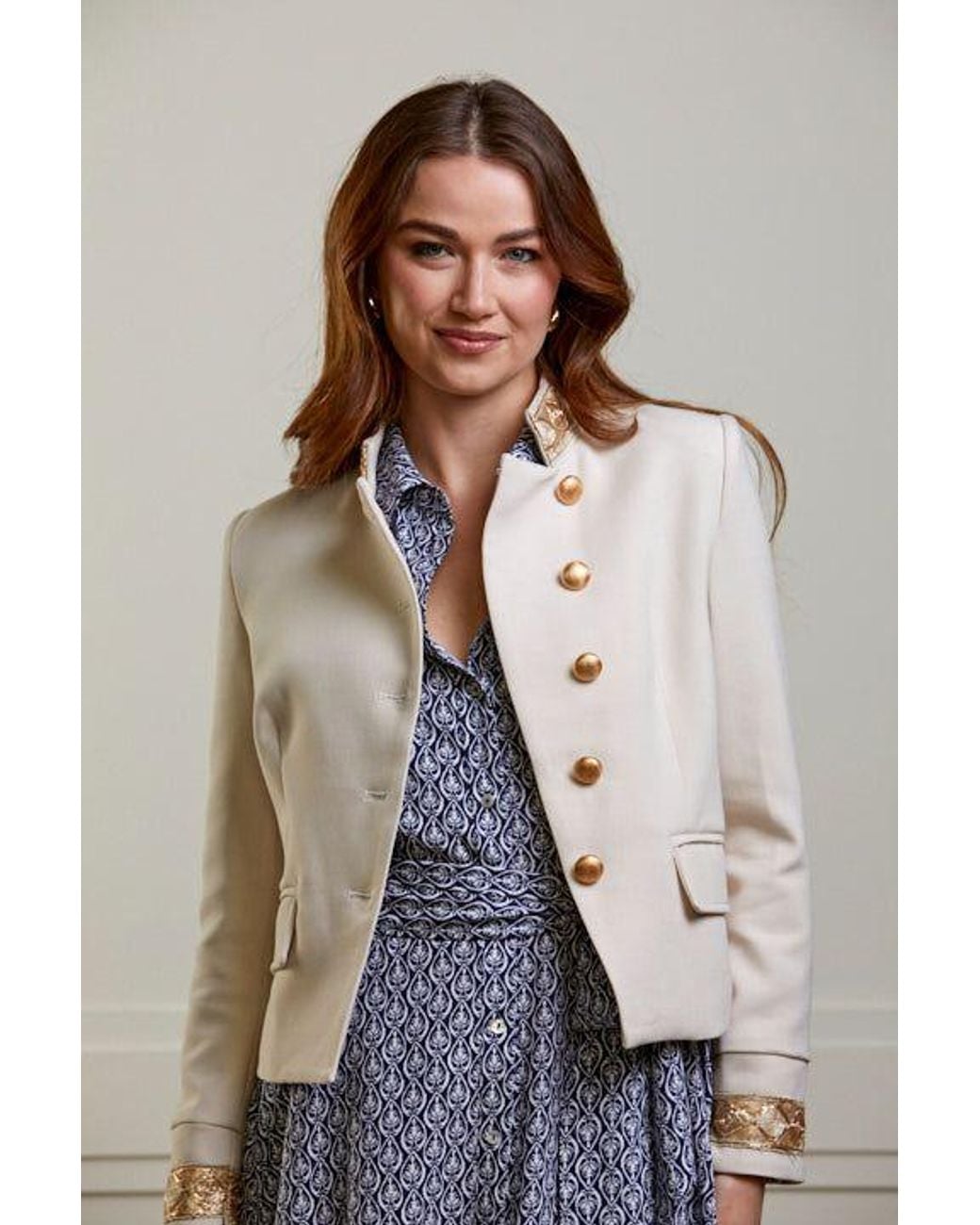 Guinea London White Neutrals Cream Military Style Blazer