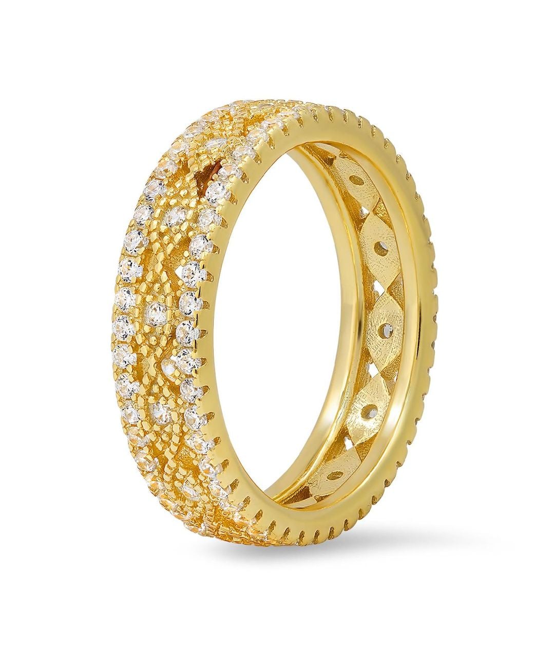Kylie Harper Metallic Vintage Diamond Cz Eternity Band Ring