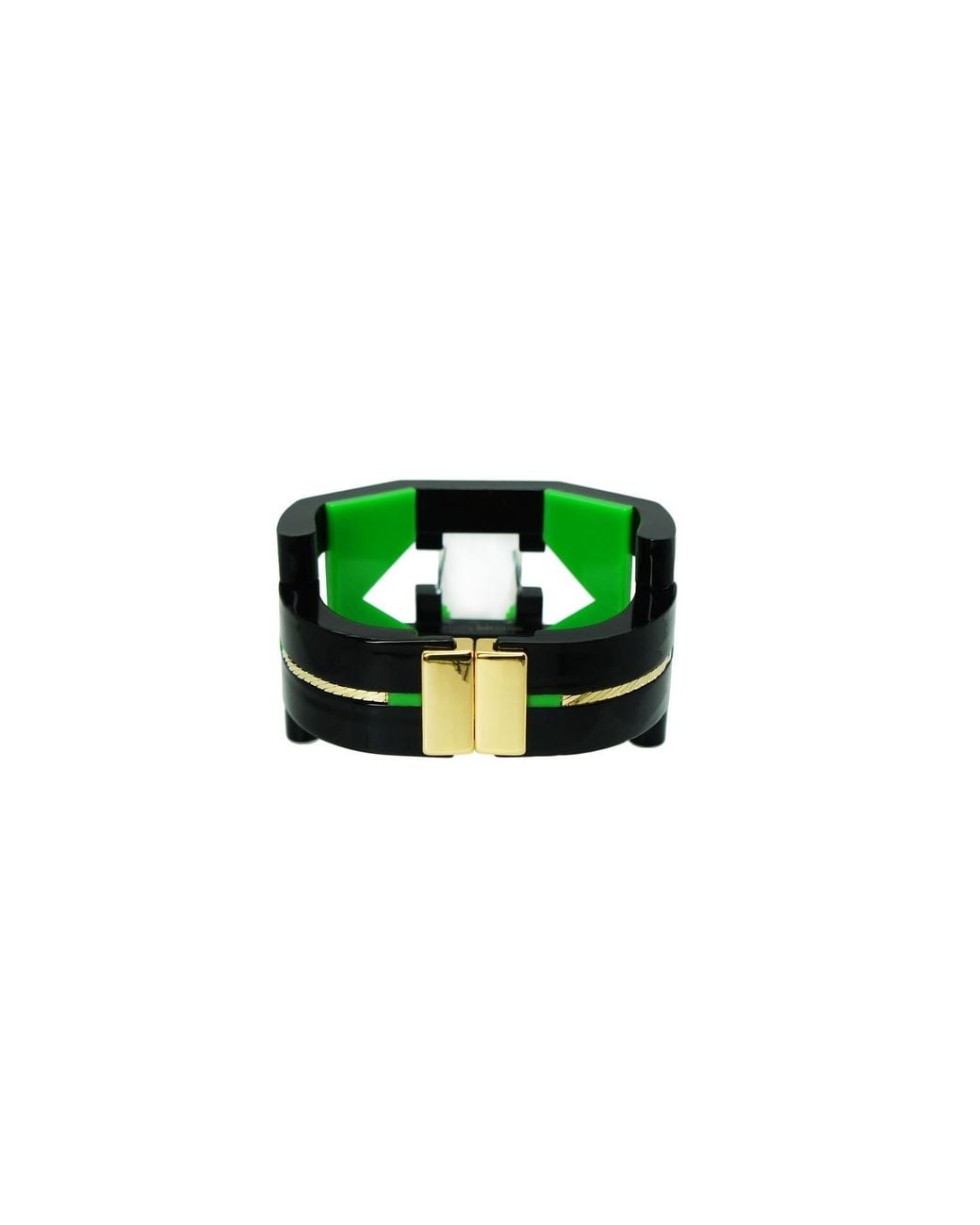 Gissa Bicalho Green Handmade Acrylic Bracelet Deco Rectangular Shaped Stone