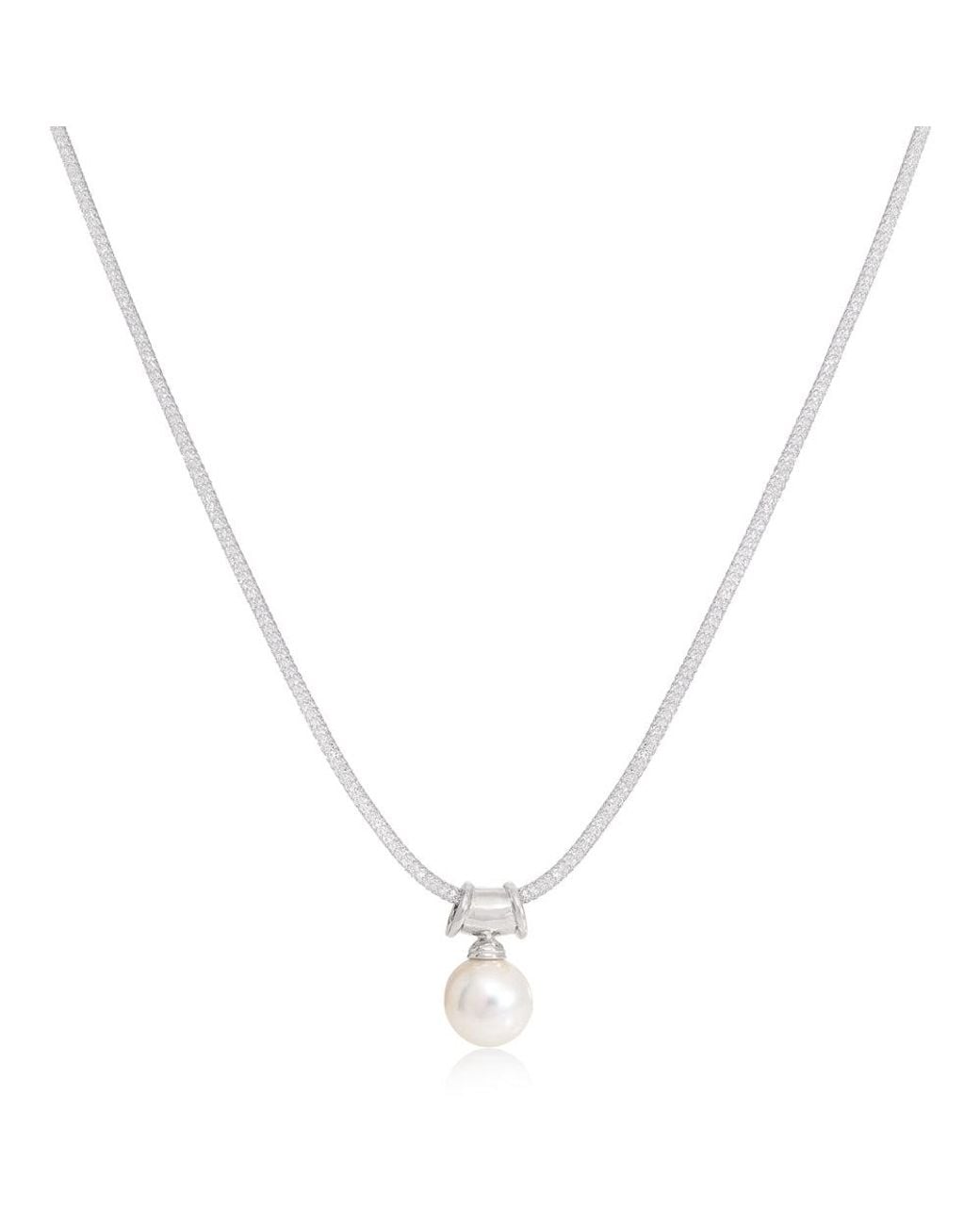 Pearls of the Orient Online Metallic Credo Large Cultured Freshwater Pearl Pendant On Bale On Mesh Necklace