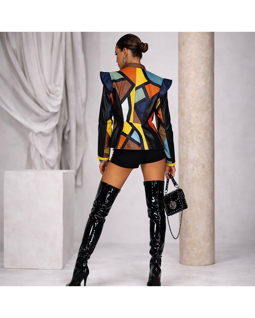 Zasta Studio Black The Vigaro Two Italian Leather Jacket & Long Skirt