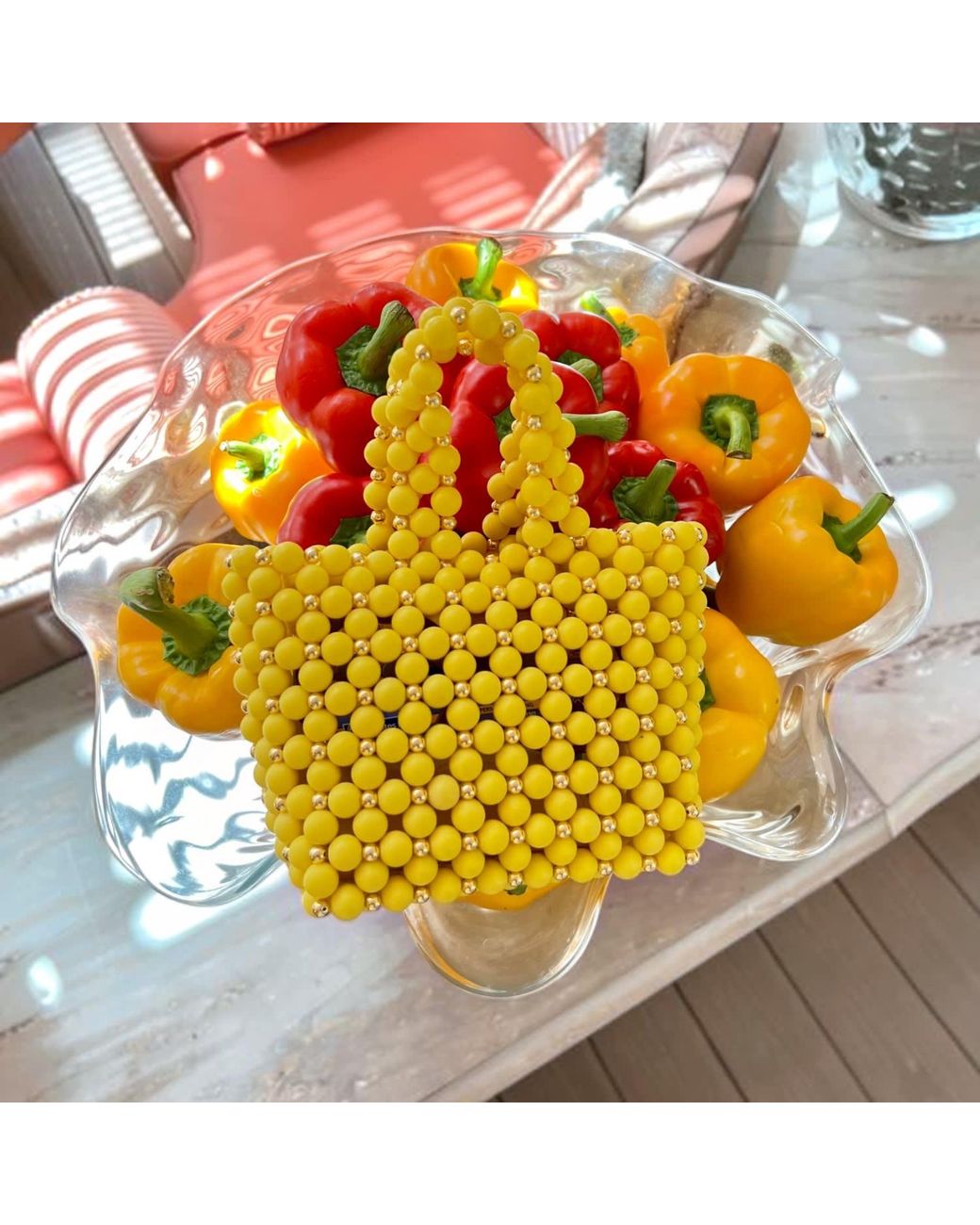 Belyed Handcraft Yellow Sola – Mini Handmade Beads Handbag By Belyed