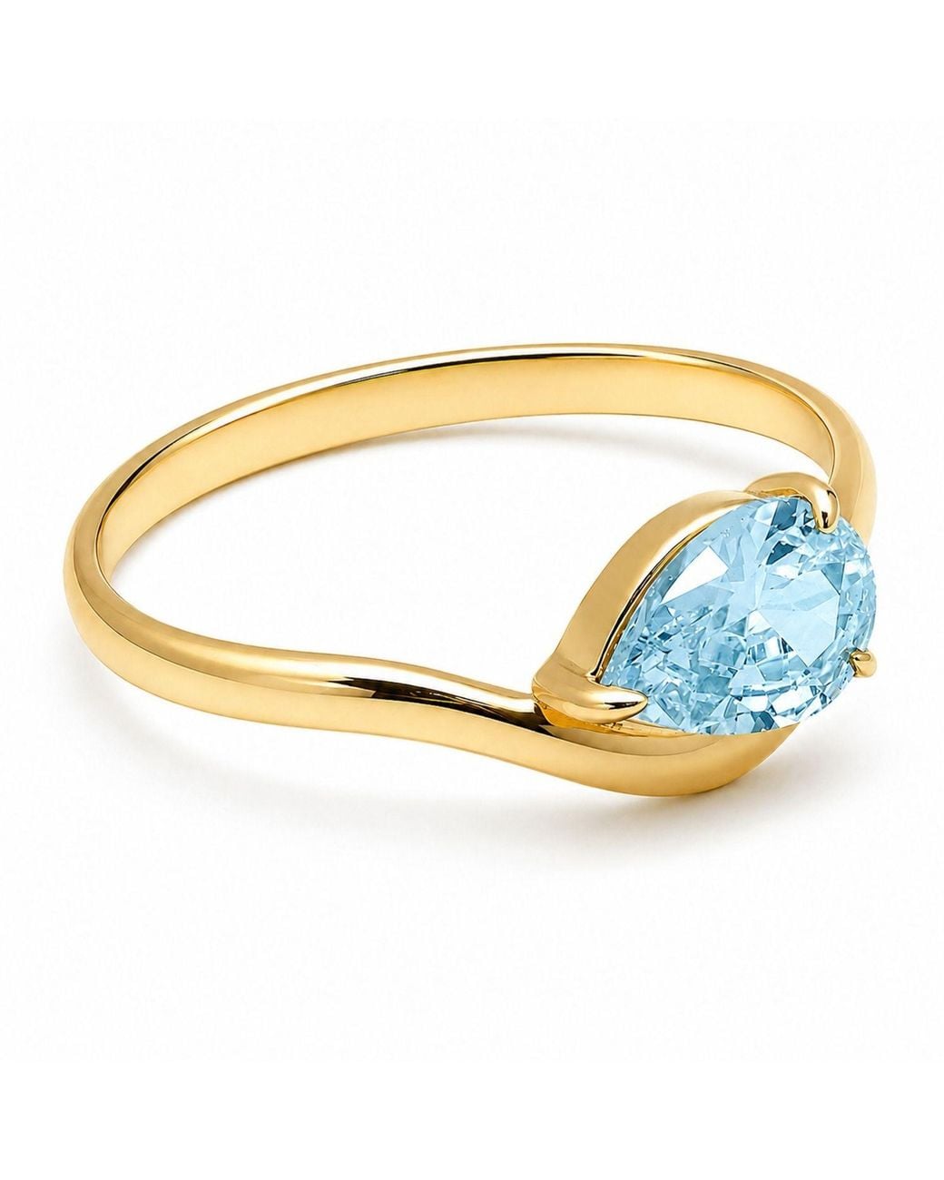 Belinda Jewelz Blue Aquamarine Wavy Solitair Birthstone Ring