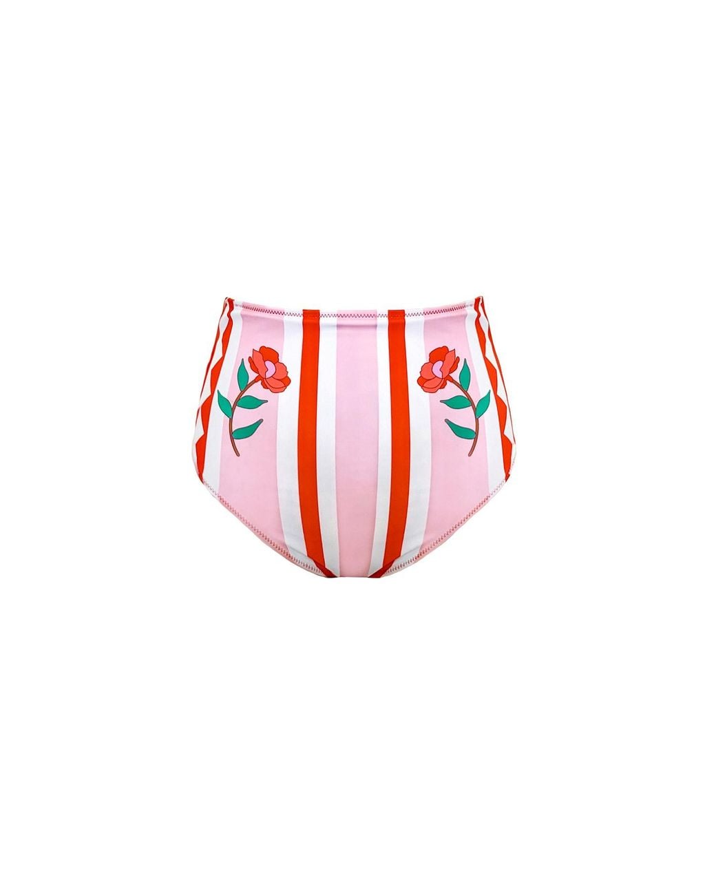 Jessie Zhao New York Red Jungle Rose Reversible Bikini Bottom