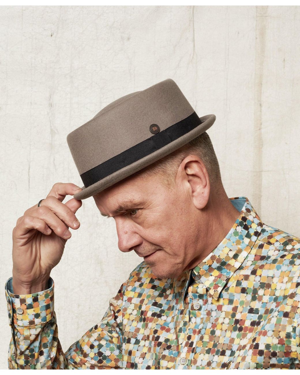 Dasmarca Hats Brown Neutrals Jack Khaki Felt Skimpy Brim Short Brim Rude Boy Mod Style Porkpie Hat for men