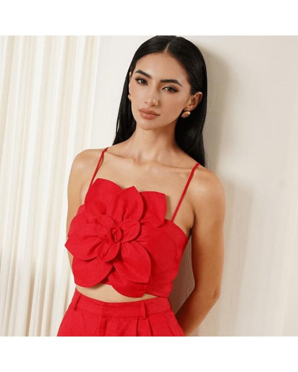 Yumi Kim Red Sahara Linen Top