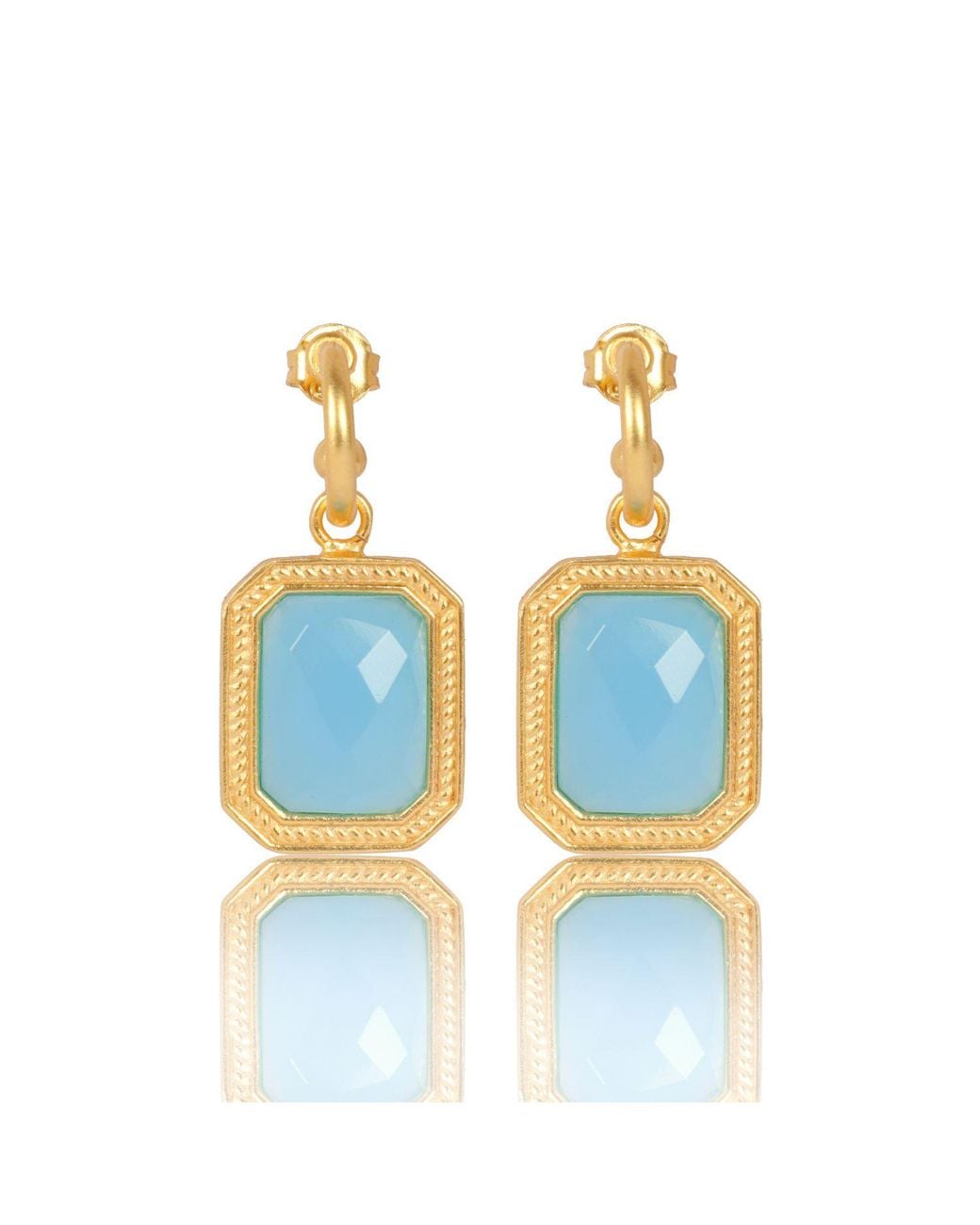 Lila Rasa Blue Rectangular Bahamian Crystal Hoops