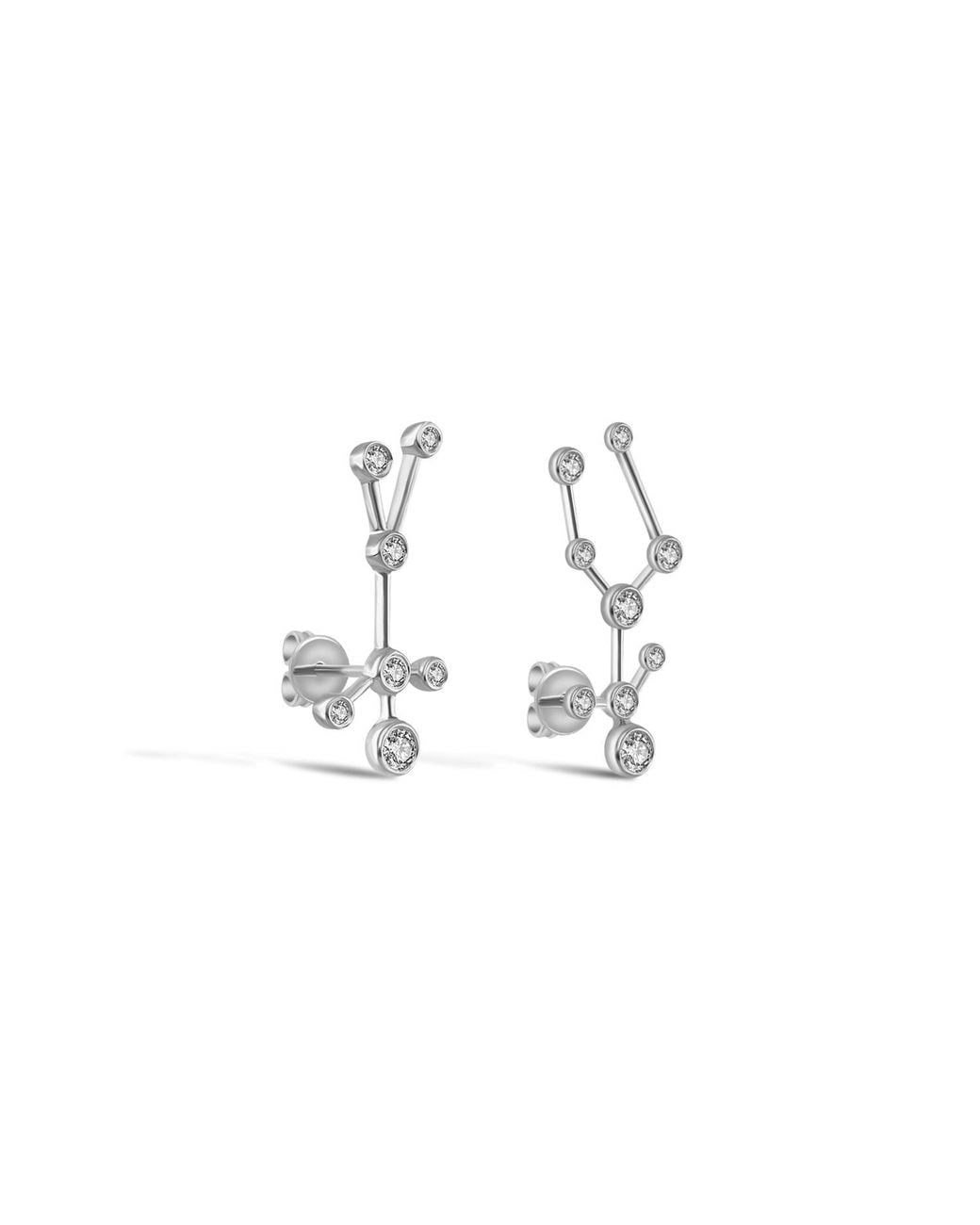 Genevieve Collection Metallic Gemini Zodiac Constellation Earing 18K & Diamond