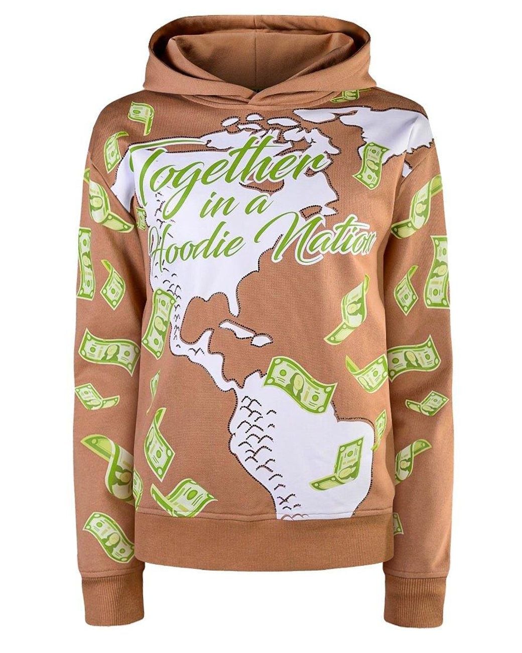 Miracles Manifester Gray Manifestation Embroidered Hoodie With Rhinestone Design
