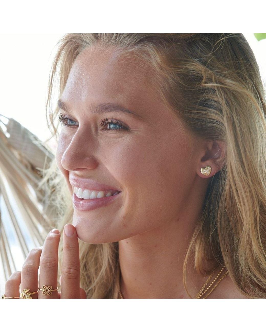 With Love Darling Metallic Heartbeat Studs Big