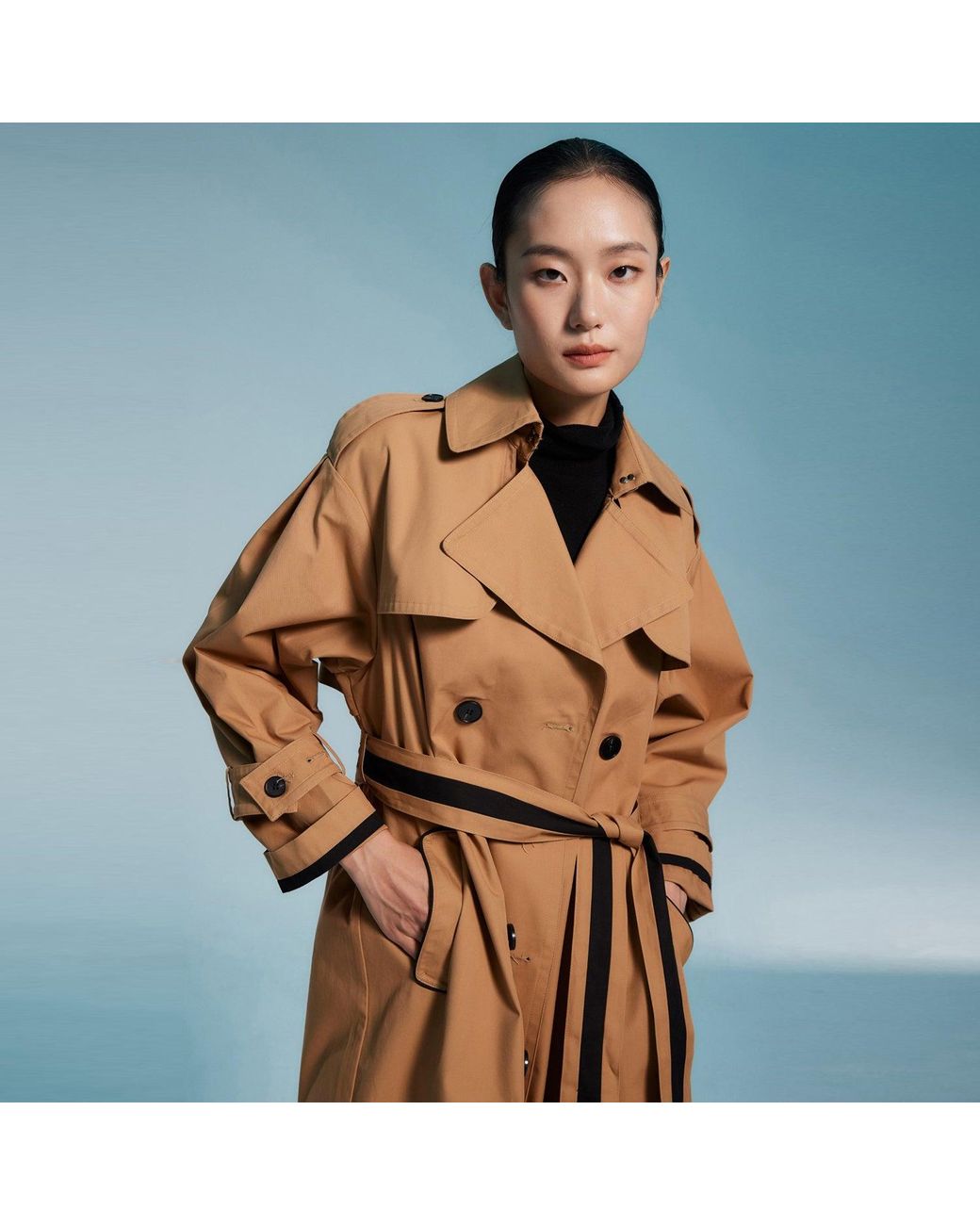 Smart and Joy Natural Trench With Contrasting Belt