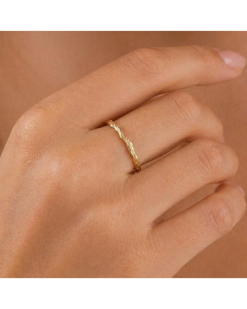 Mother Nature Jewelry Metallic Juniper Ring, Handmade Minimalist Twig Band
