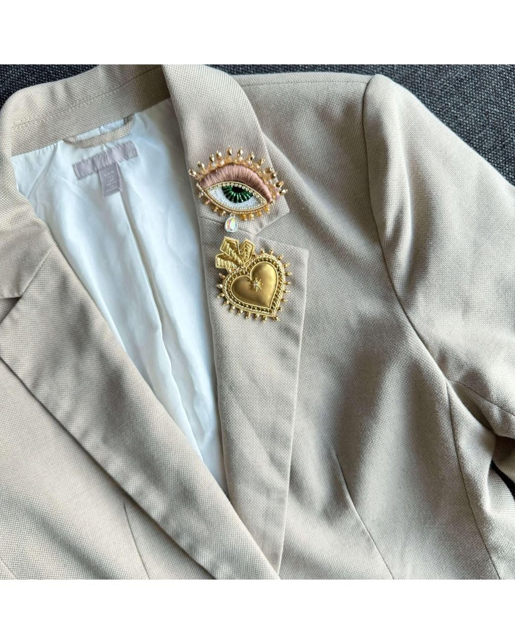VETKA Metallic Neutrals Eye Talisman Brooch – Sunny Gaze
