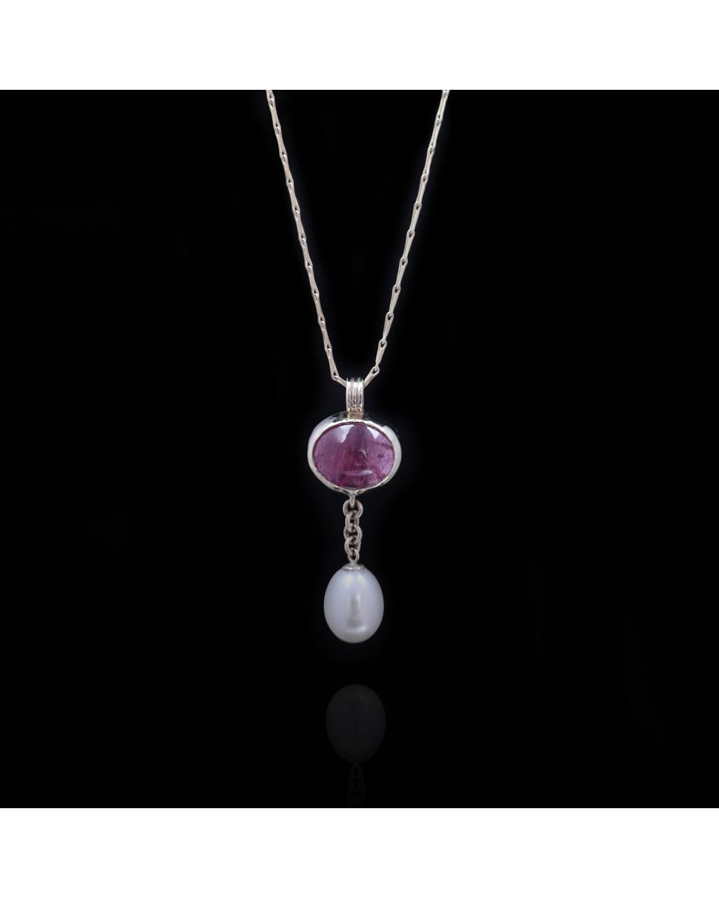 Gabriella Alicia Metallic Tourmaline And Pearl Drop Necklace