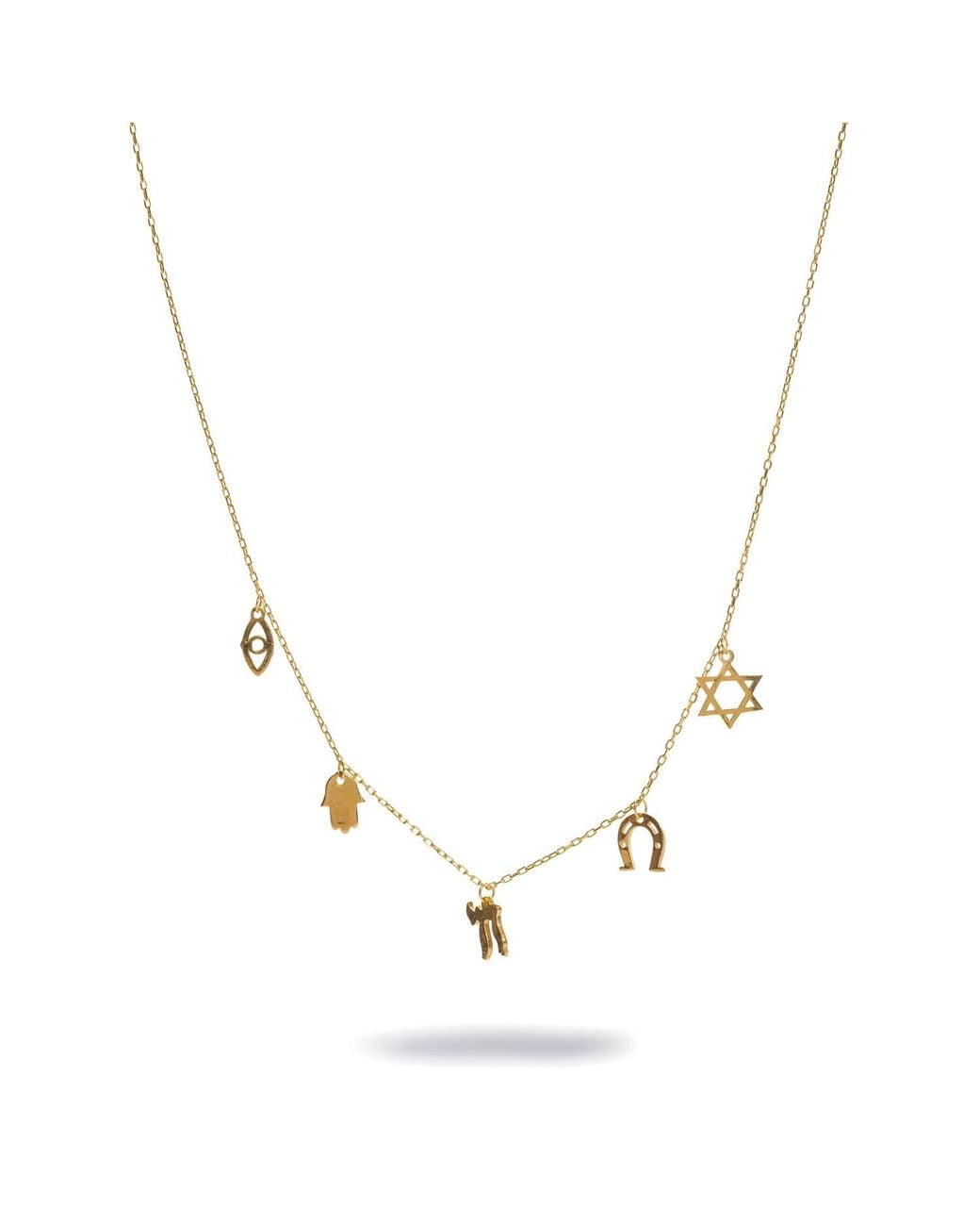 Ebru Jewelry Metallic Five Guardians Star Of David Protection Charm Necklace
