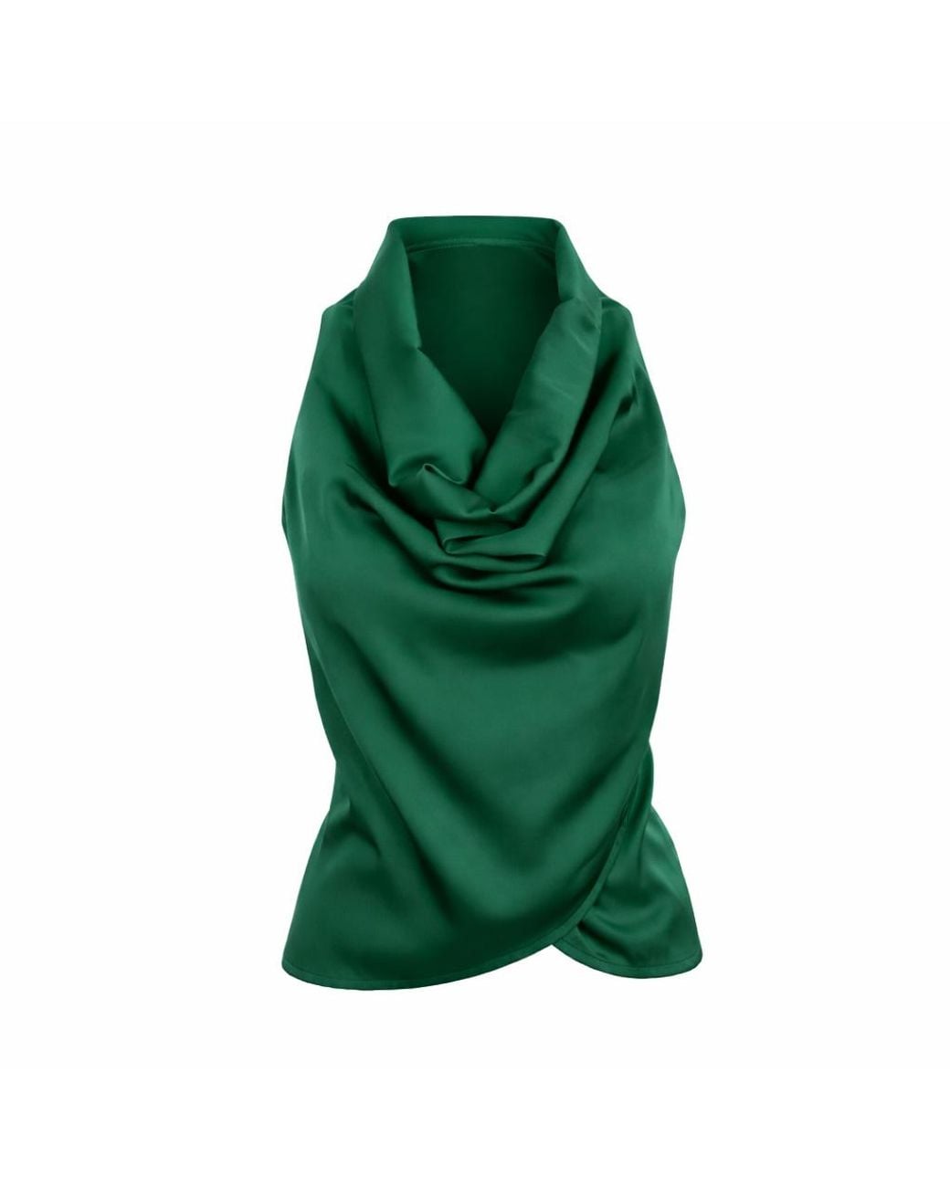Lumina Eligma Green Cascade Silk Cowl Top