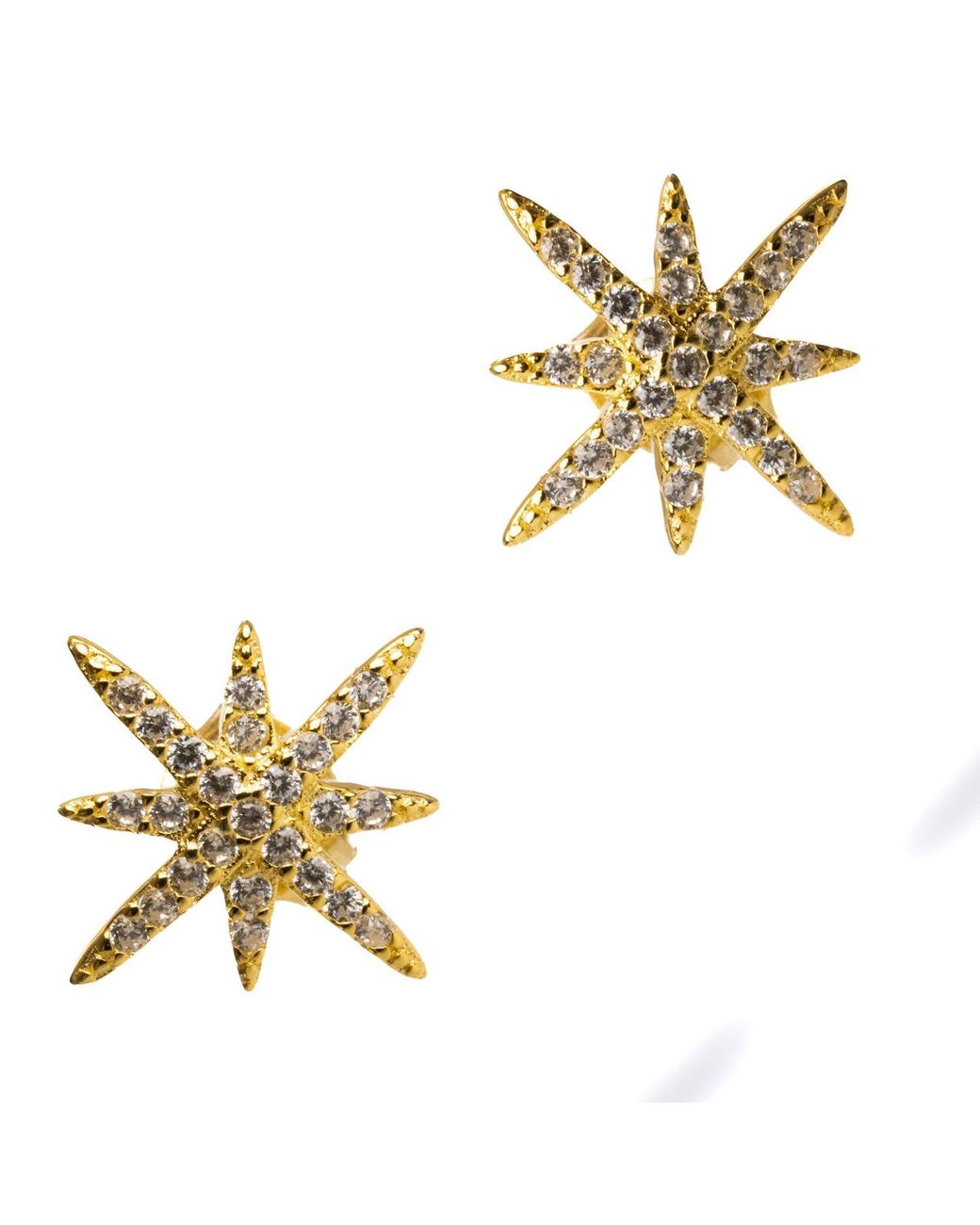 Ebru Jewelry Metallic Guidance North Star & Diamond Stud Earrings
