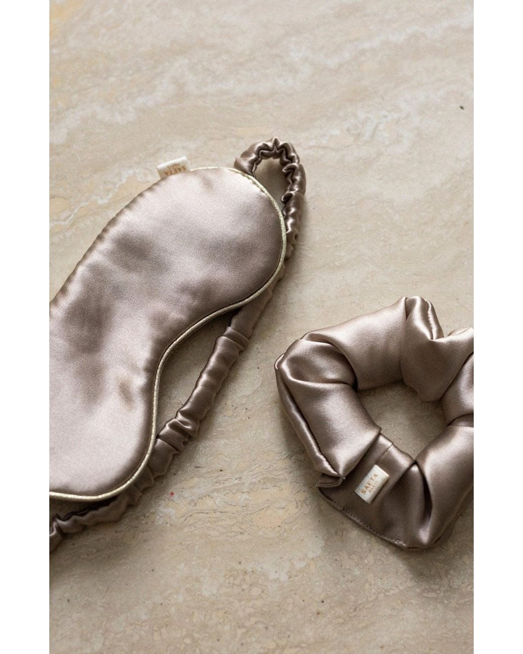 SAETA Paris Brown Neutrals Silk Scrunchie