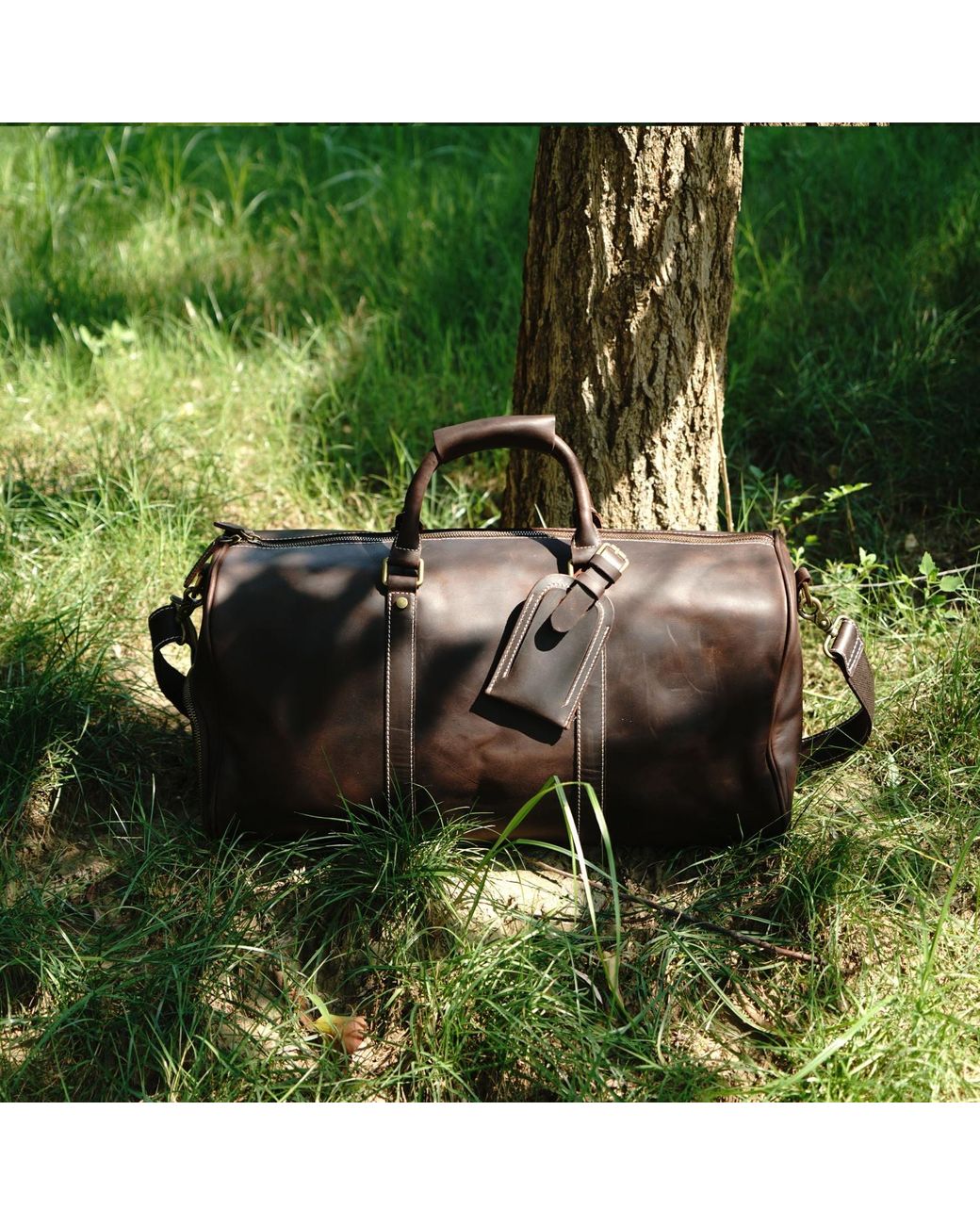 Touri Black Leather Weekend Bag With Shoe Storage for men