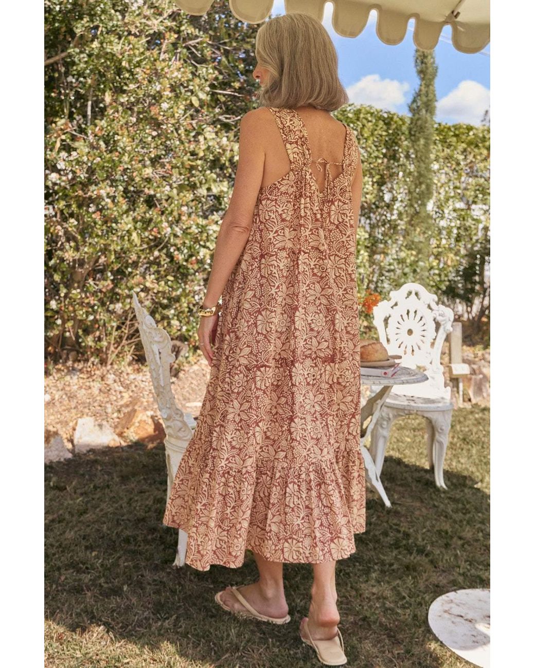 Adrift Clothing Pink Neutrals Zara Gathered Sun Dress