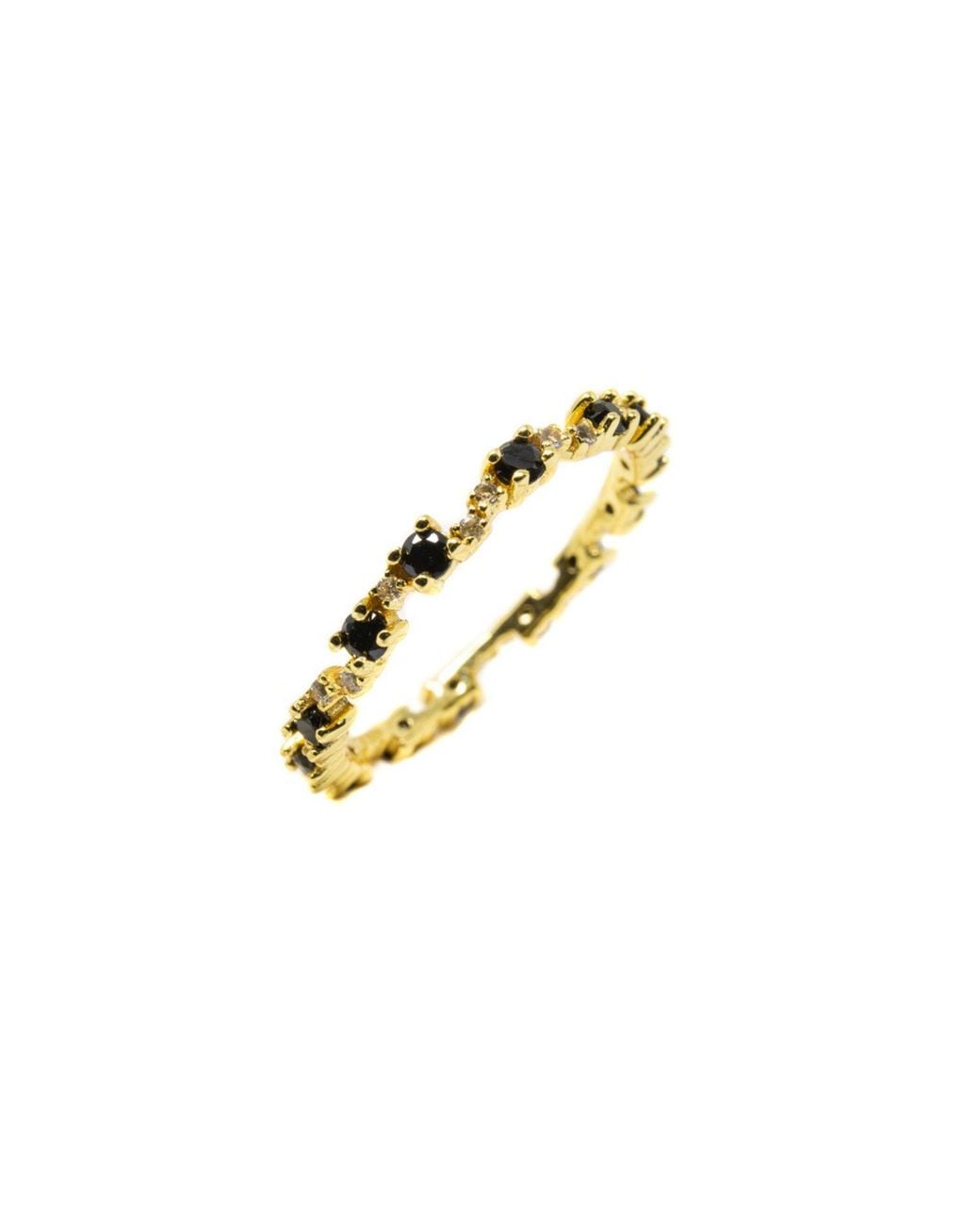 NASI SILVER Metallic Nobody's Perfect Eternity Ring- Onyx & Topaz