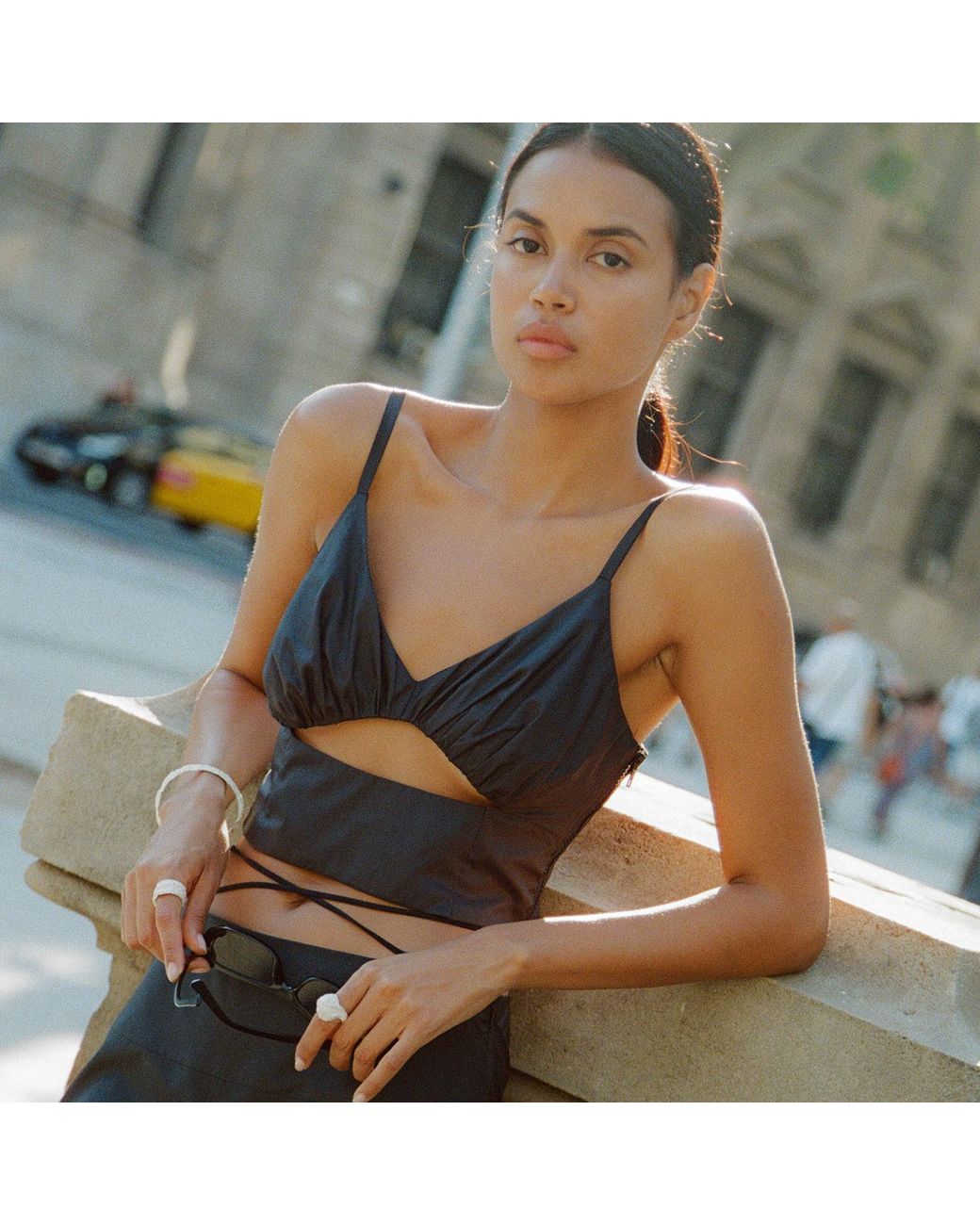 Audrey Vallens Black All-Gen Cutout Detail Cami