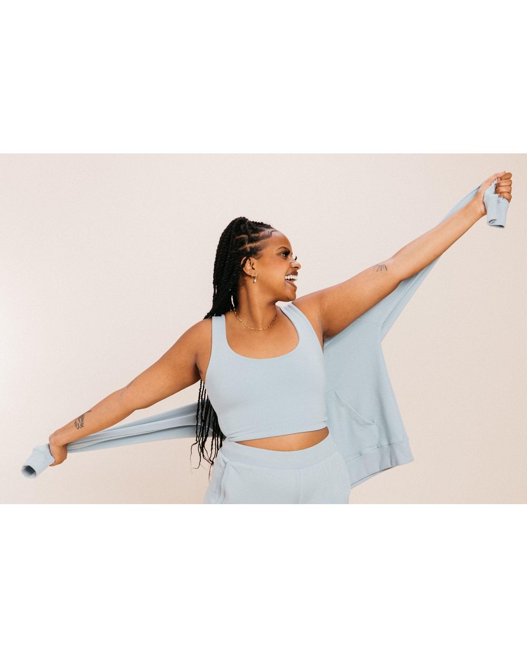 Ocio Leisurewear Blue Double Scoop Tank