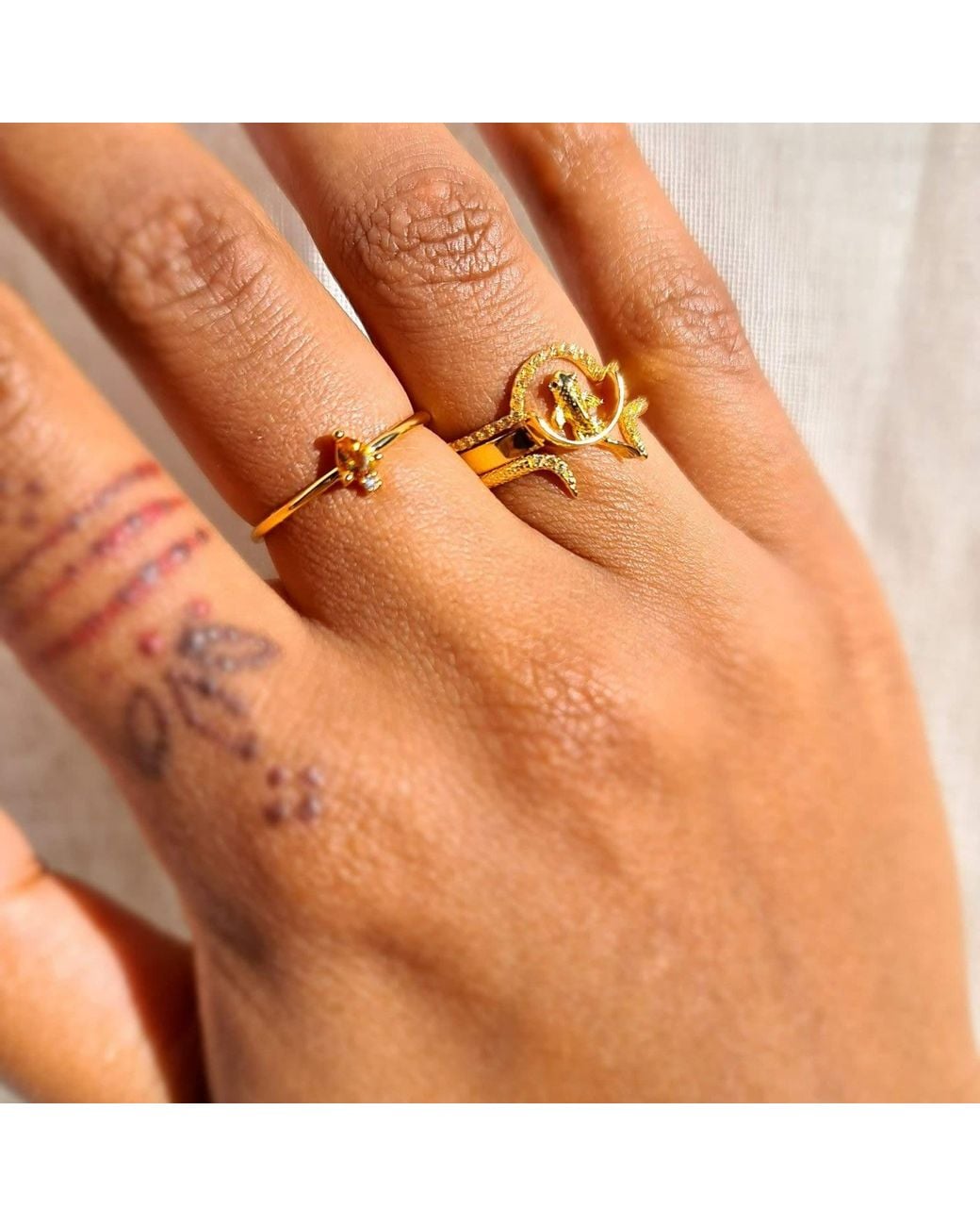 NASI SILVER Metallic Pear Atarah Ring- Citrine & Topaz