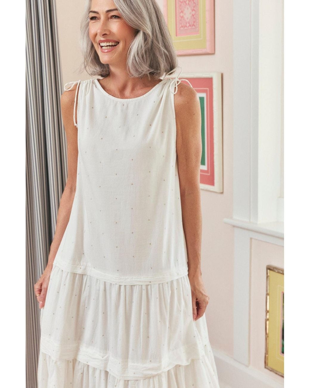 Adrift Clothing White Millie Reversible Bubble Hem Dress
