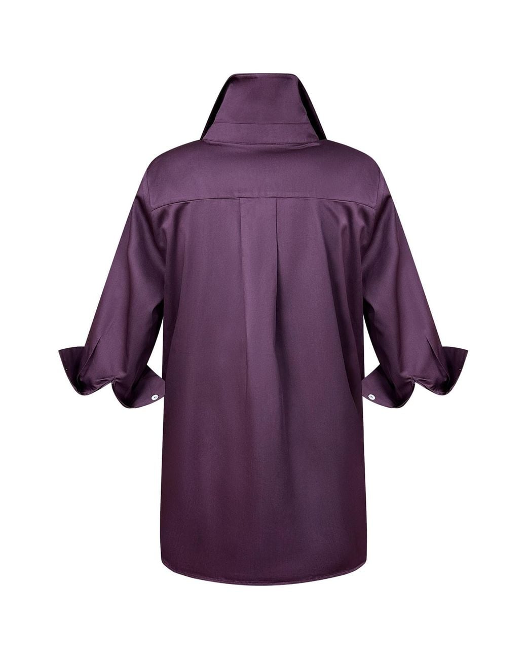 Perlavera Purple Cely Burgundy Solid Cotton Satin Three Quarter Sleeve Length Missy Fit Shirt