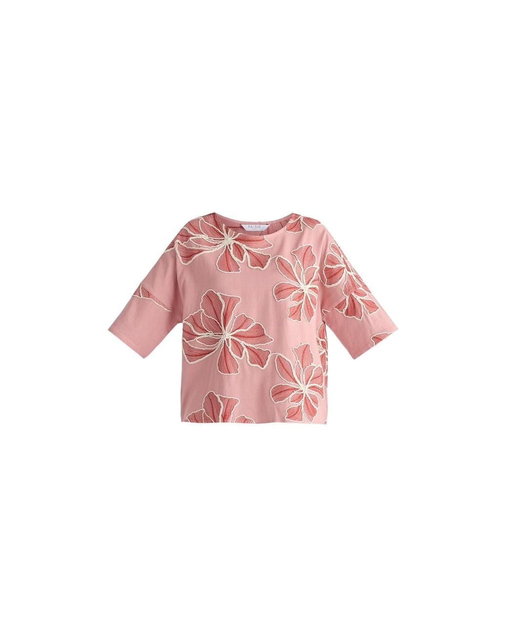Paisie Pink Floral Embroidered Relax Fit Top