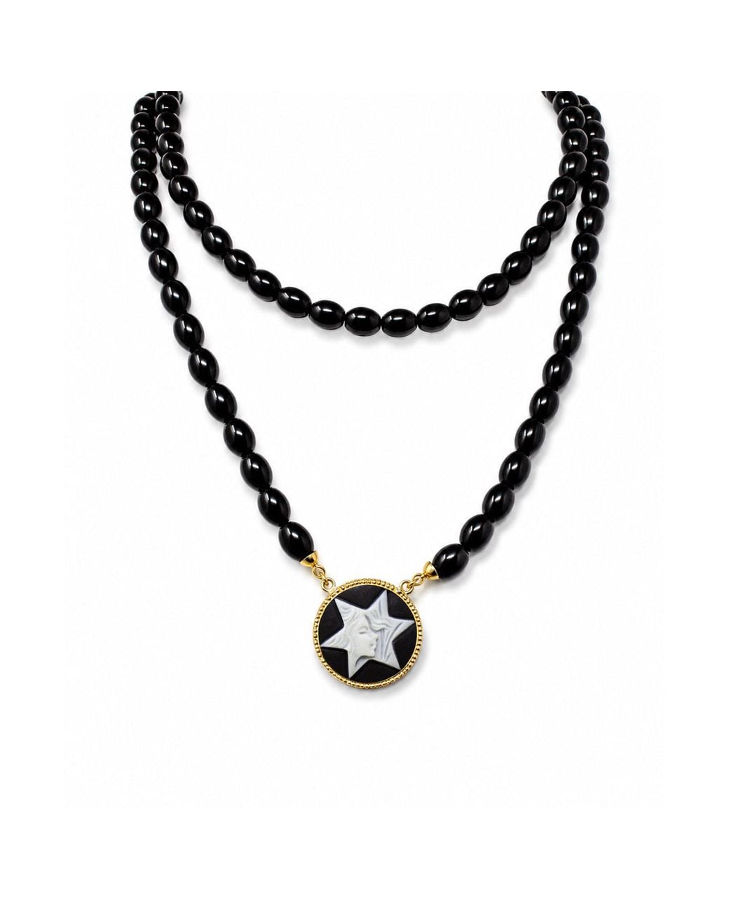 Vintouch Italy Metallic Star Dancer Cameo Necklace With Onyx