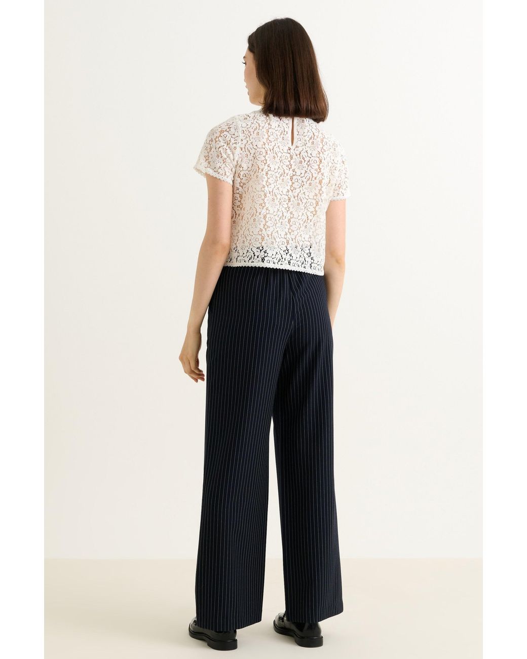 Louche Blue Tilde Pinstripe Straight Leg Trouser
