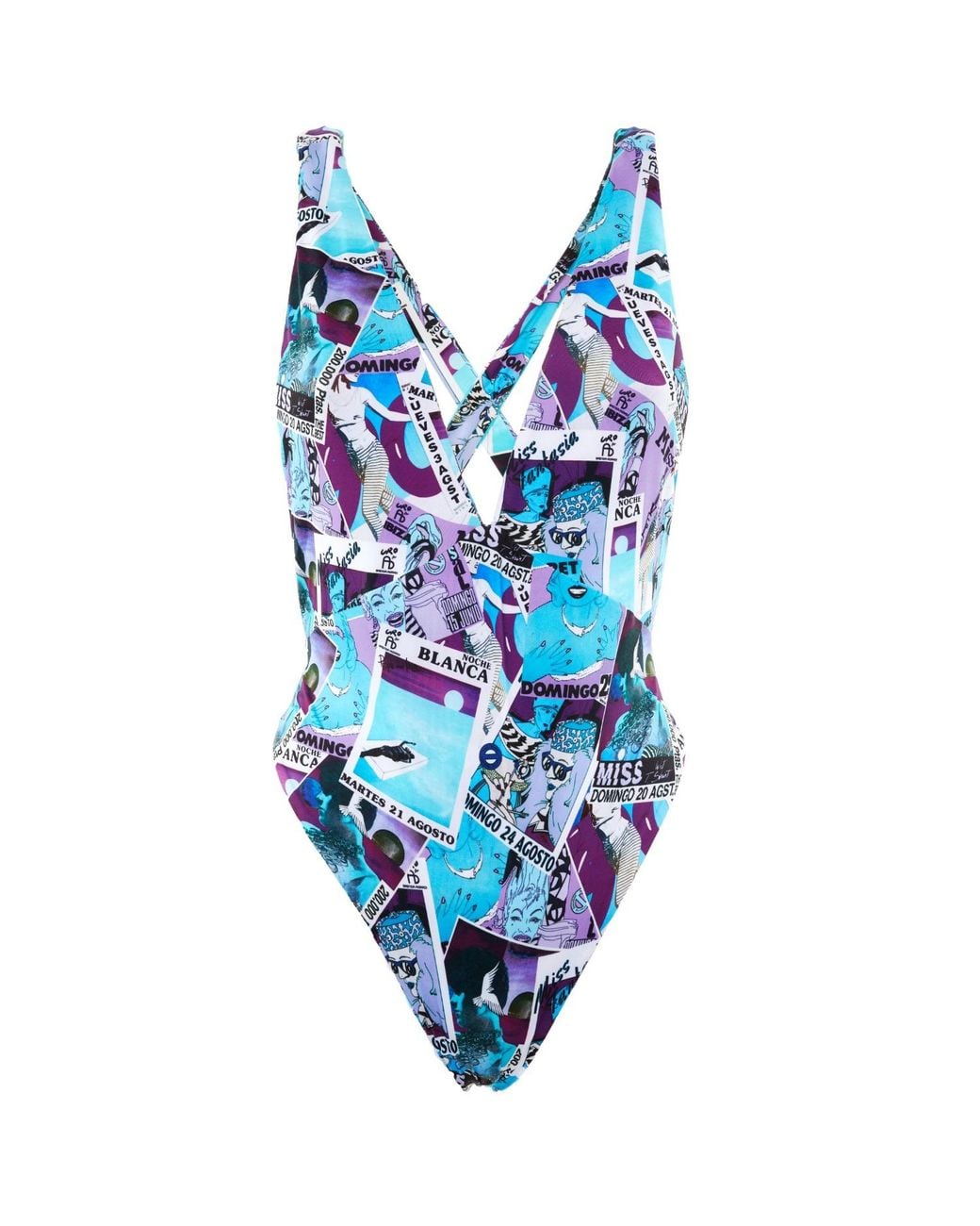 Brenda Agradi Blue Ibiza Style Printed Brazilian Swimsuit